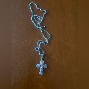 Elegant Silver Cross Pendant Necklace